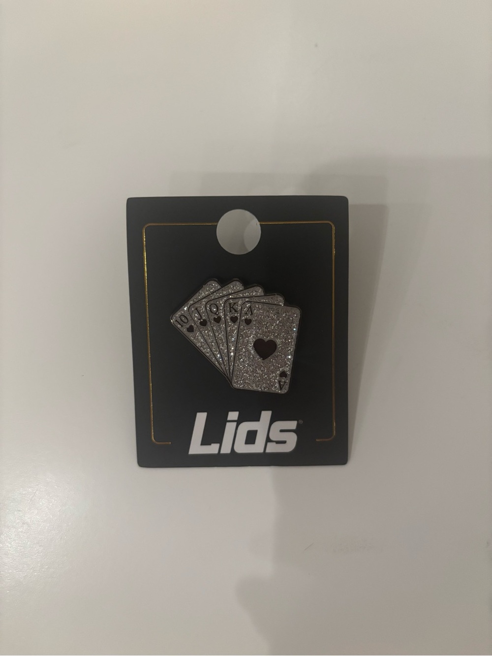 Lids Silver Glitter Poker Cards Pin